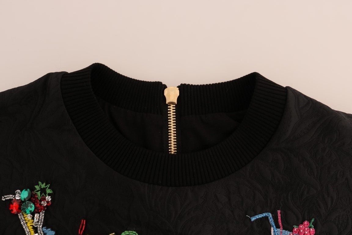Black Brocade Cocktail Crystal Sweater - coffeewithmee2Dolce & GabbanaP2179S