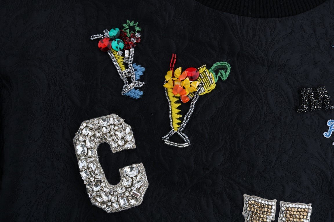Black Brocade Cocktail Crystal Sweater - coffeewithmee2Dolce & GabbanaP2179S