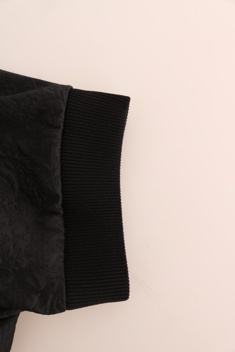 Black Brocade Cocktail Crystal Sweater - coffeewithmee2Dolce & GabbanaP2179S
