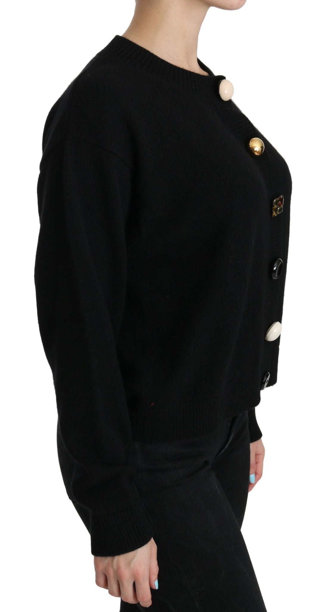 Black Button Embellished Cardigan Sweater - coffeewithmee2Dolce & GabbanaP2605S