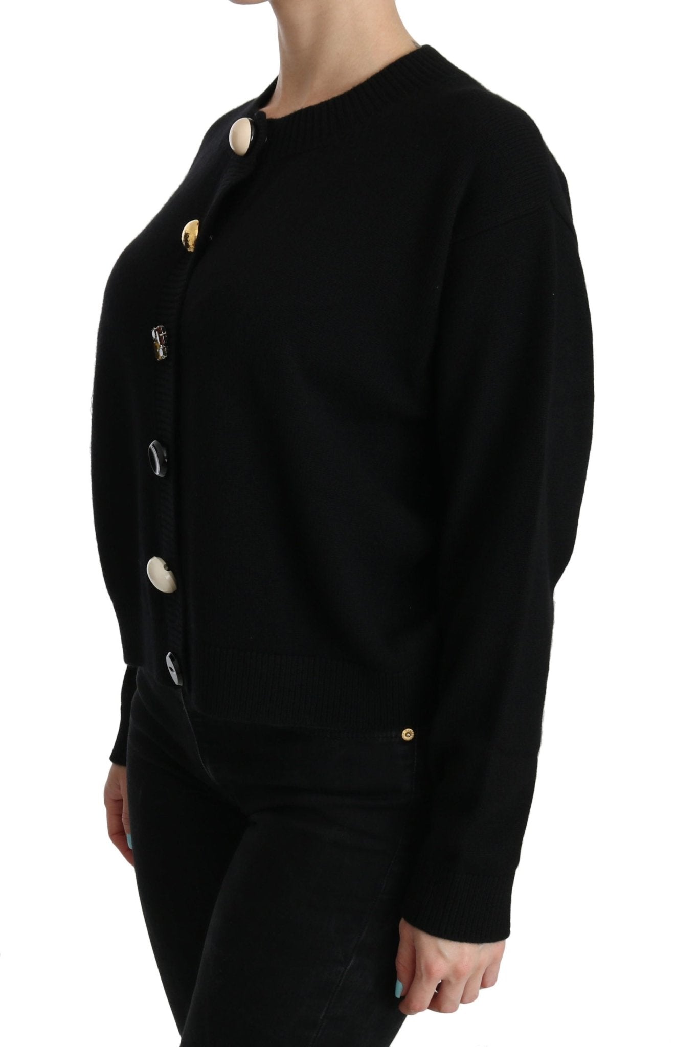 Black Button Embellished Cardigan Sweater - coffeewithmee2Dolce & GabbanaP2605S