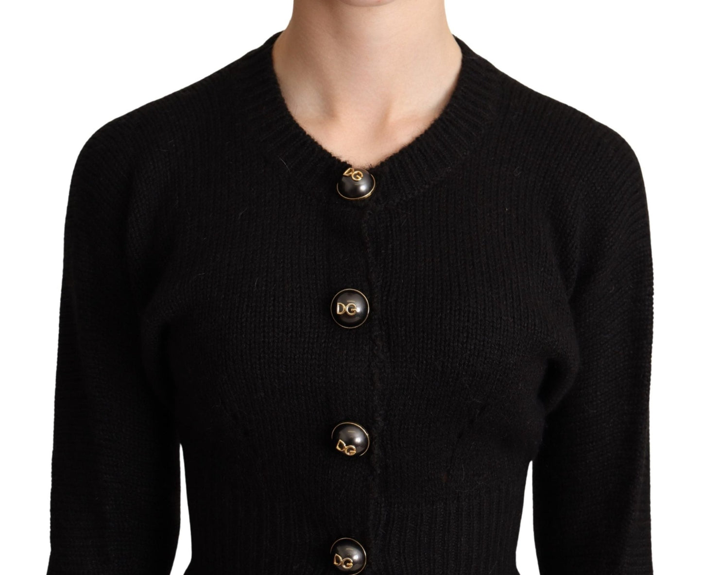 Black Button Embellished Cardigan Sweater - coffeewithmee2Dolce & GabbanaP5260S