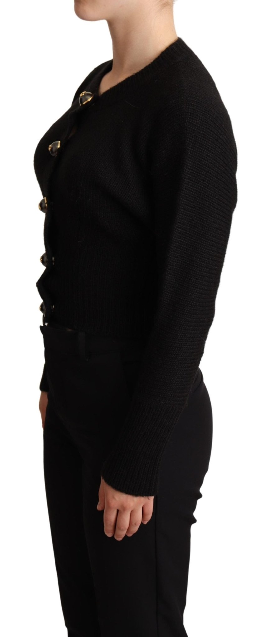 Black Button Embellished Cardigan Sweater - coffeewithmee2Dolce & GabbanaP5260S