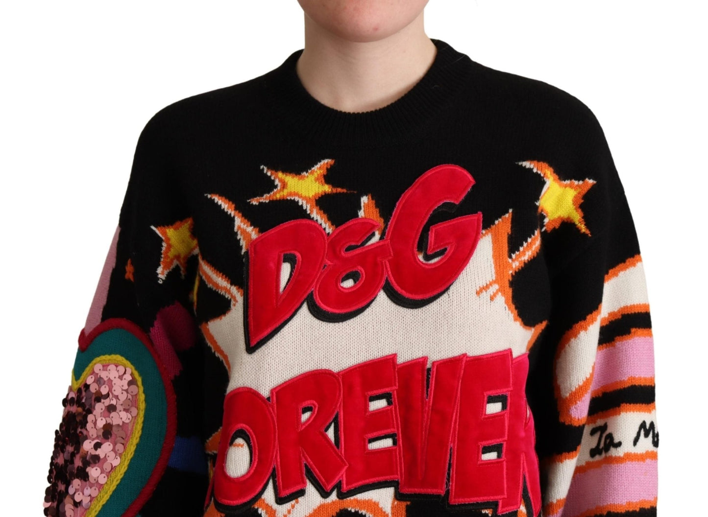 Black Cashmere D&G FOREVER Sequined Sweater - coffeewithmee2Dolce & GabbanaP5218S