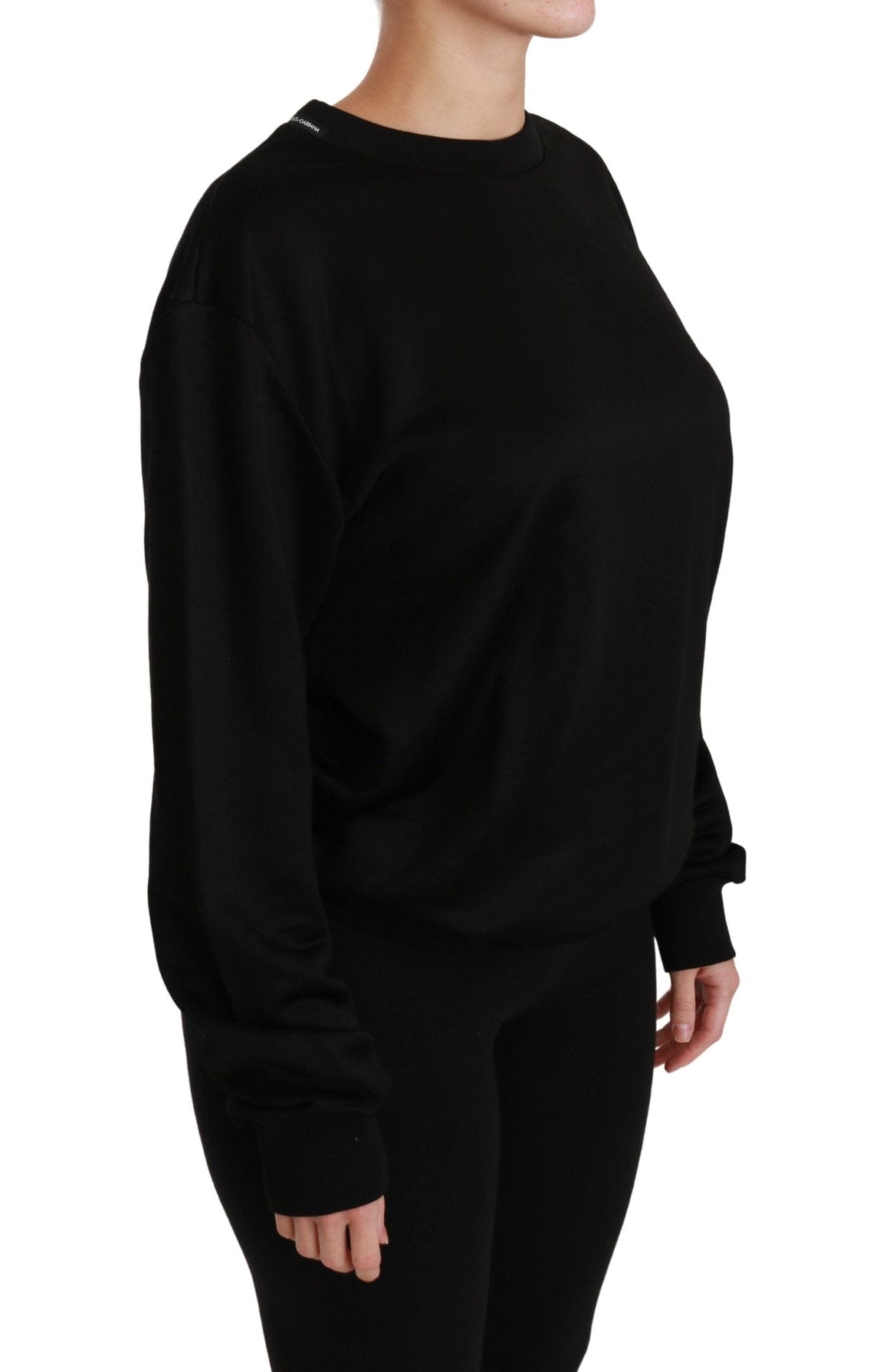 Black Cotton Crewneck Pullover Sweater - coffeewithmee2Dolce & GabbanaP5612S
