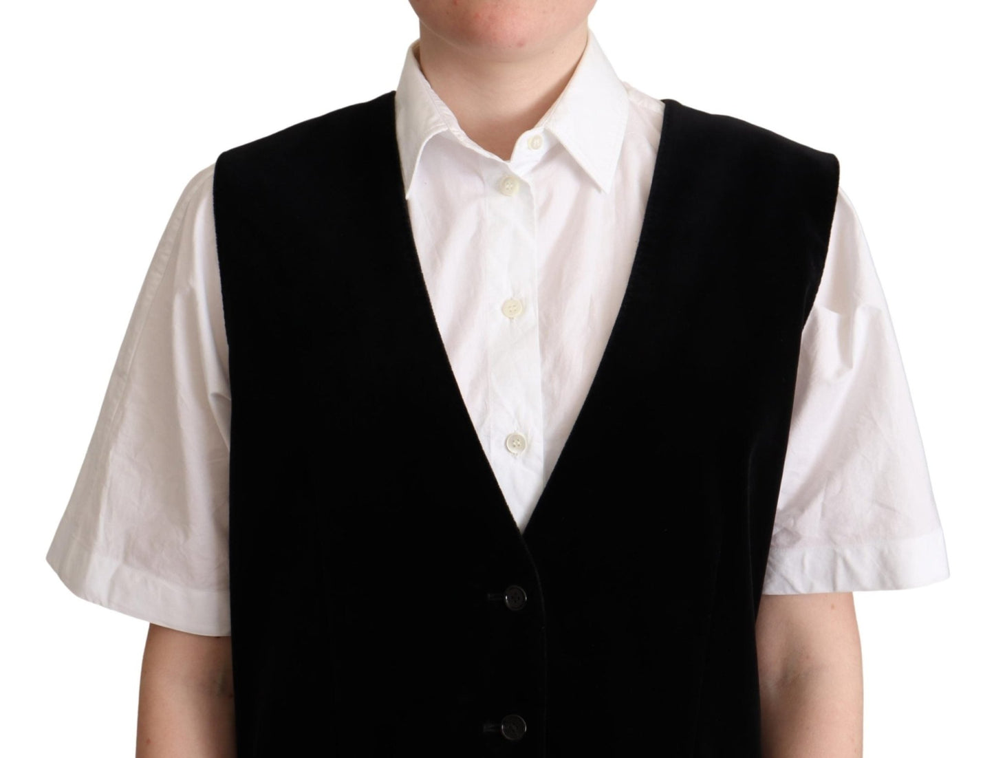 Black Cotton Leopard Print Waistcoat Vest - coffeewithmee2Dolce & GabbanaP5272S