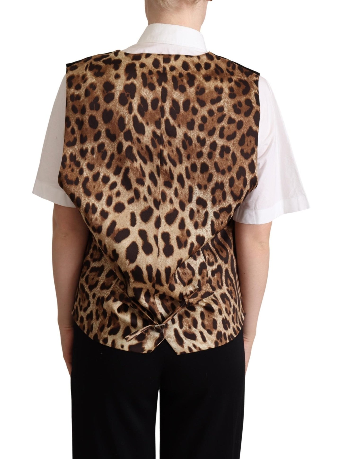 Black Cotton Leopard Print Waistcoat Vest - coffeewithmee2Dolce & GabbanaP5272S