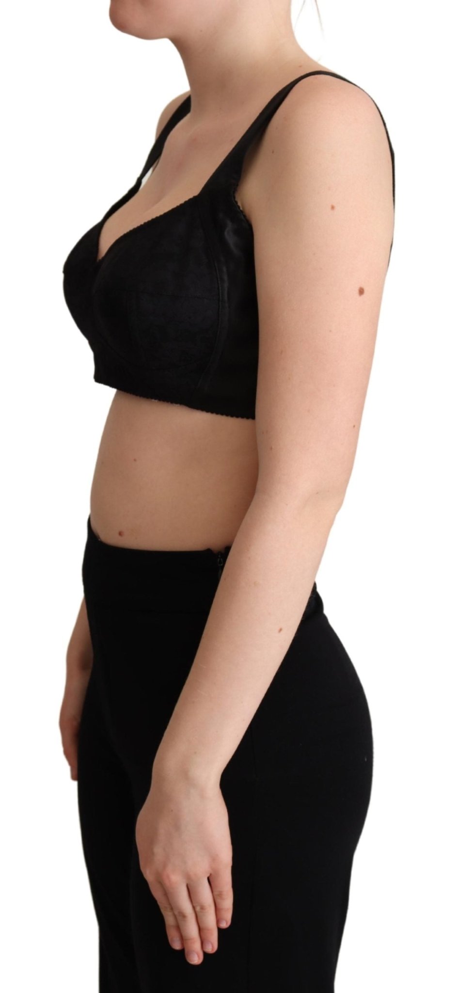 Black Cropped Silk Stretch Bustier Top - coffeewithmee2Dolce & GabbanaP5066S