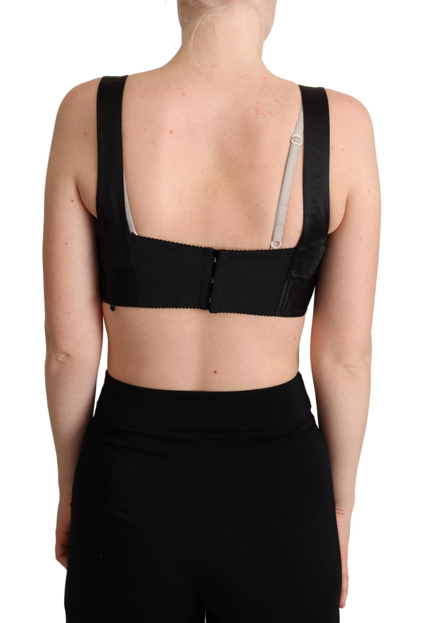 Black Cropped Silk Stretch Bustier Top - coffeewithmee2Dolce & GabbanaP5066S