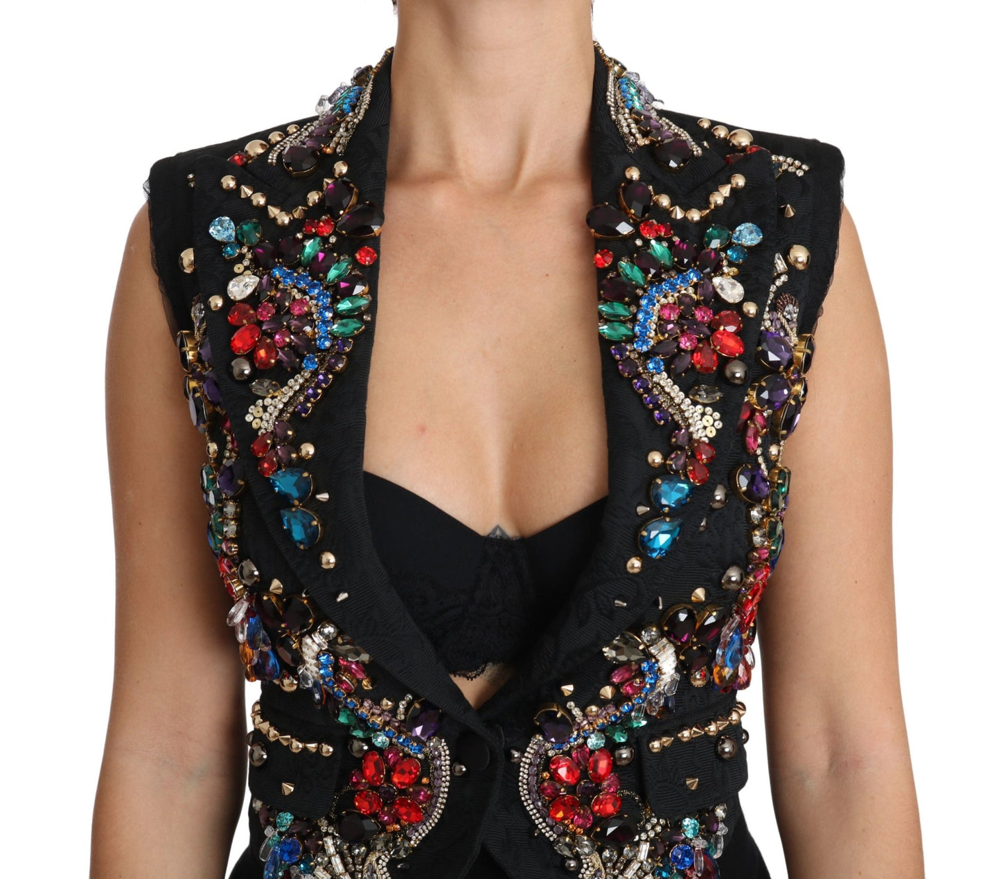 Black Crystal Sicily Vest Waistcoat - coffeewithmee2Dolce & GabbanaP5681S