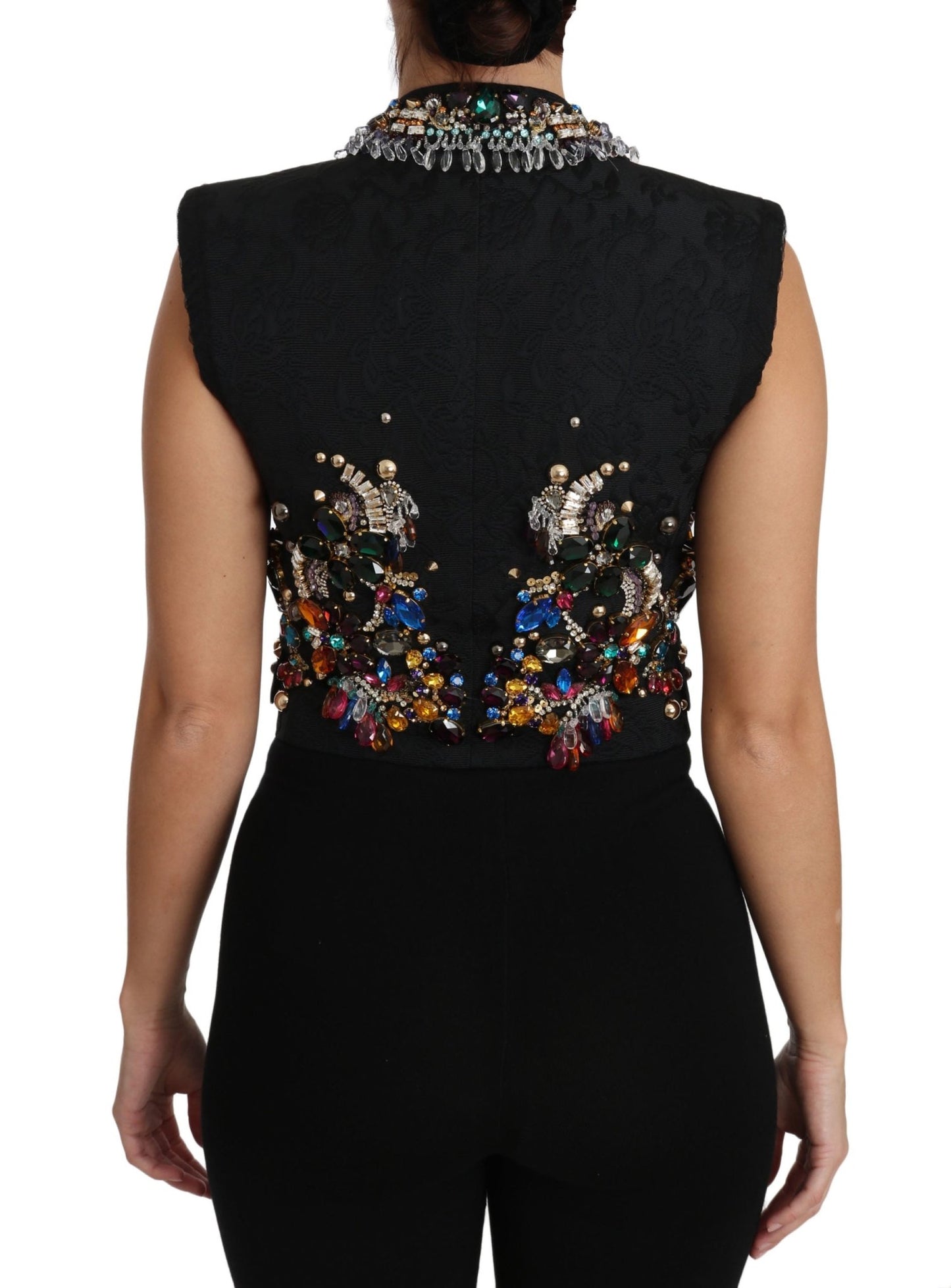 Black Crystal Sicily Vest Waistcoat - coffeewithmee2Dolce & GabbanaP5681S