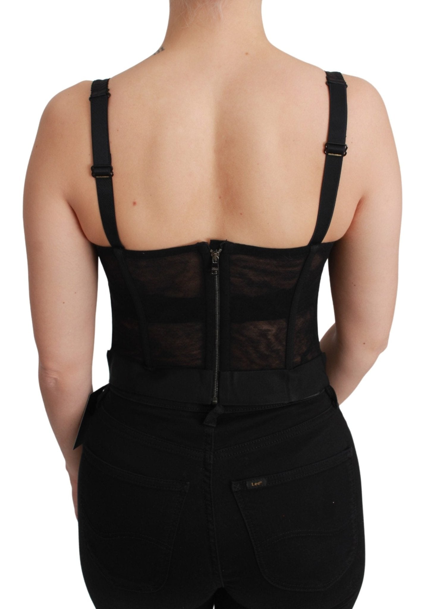 Black Crystal Strap Bustier Corset Top - coffeewithmee2Dolce & GabbanaP5627S