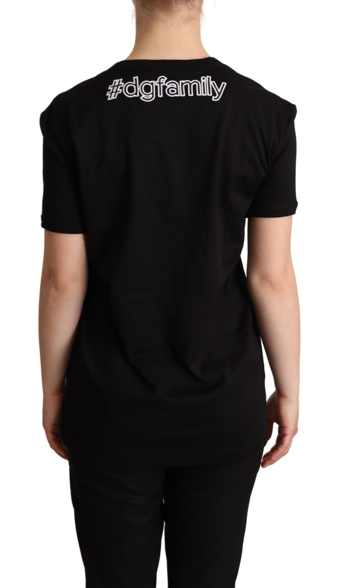 Black #dgfamily Cotton Crewneck T-shirt - coffeewithmee2Dolce & GabbanaP5201S