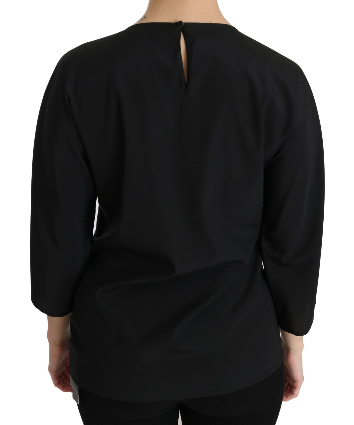 Black #dgfamily Top T-shirt Silk Blouse - coffeewithmee2Dolce & GabbanaP2737S
