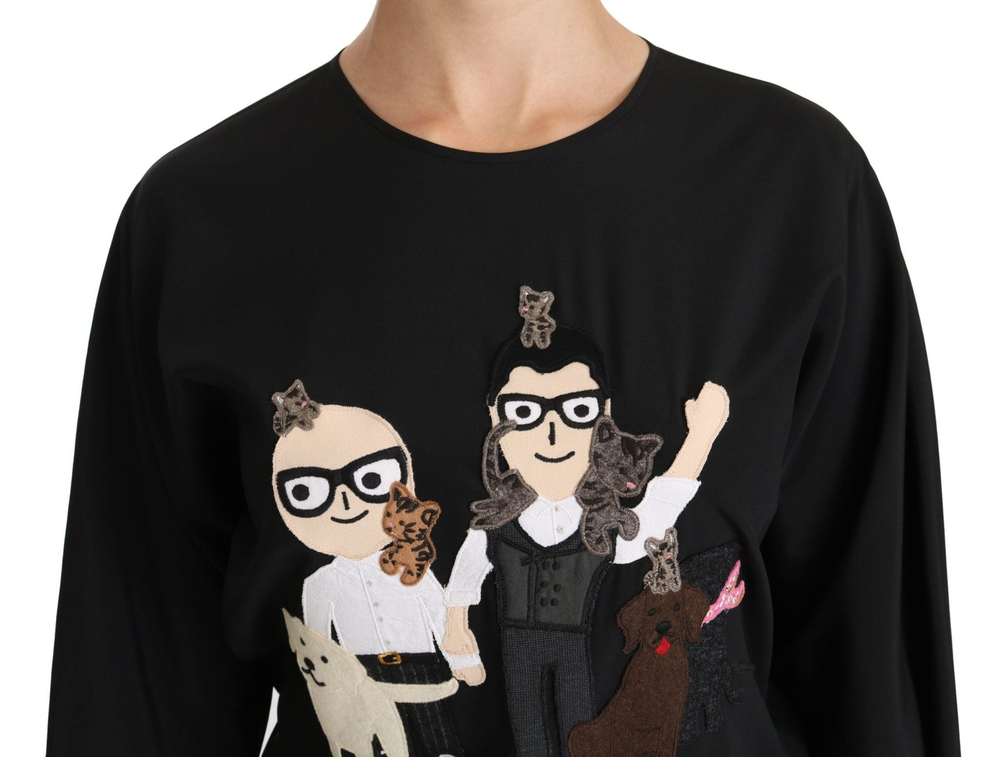 Black #dgfamily Top T-shirt Silk Blouse - coffeewithmee2Dolce & GabbanaP2737S