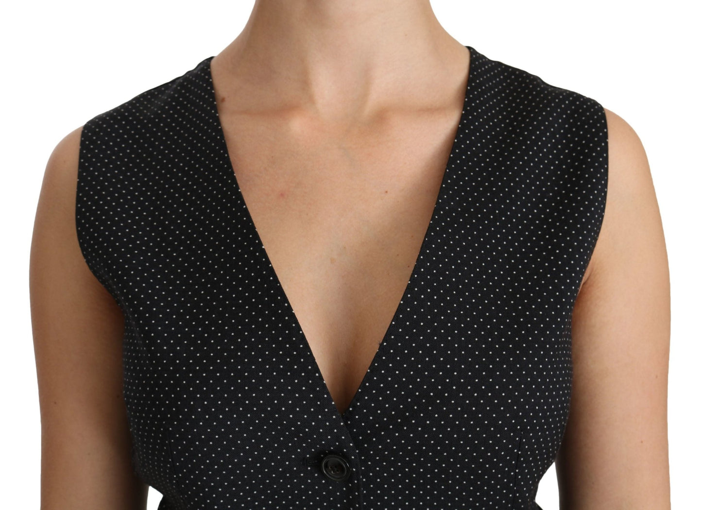 Black Dotted Waistcoat Vest Blouse Top - coffeewithmee2Dolce & GabbanaP2746S