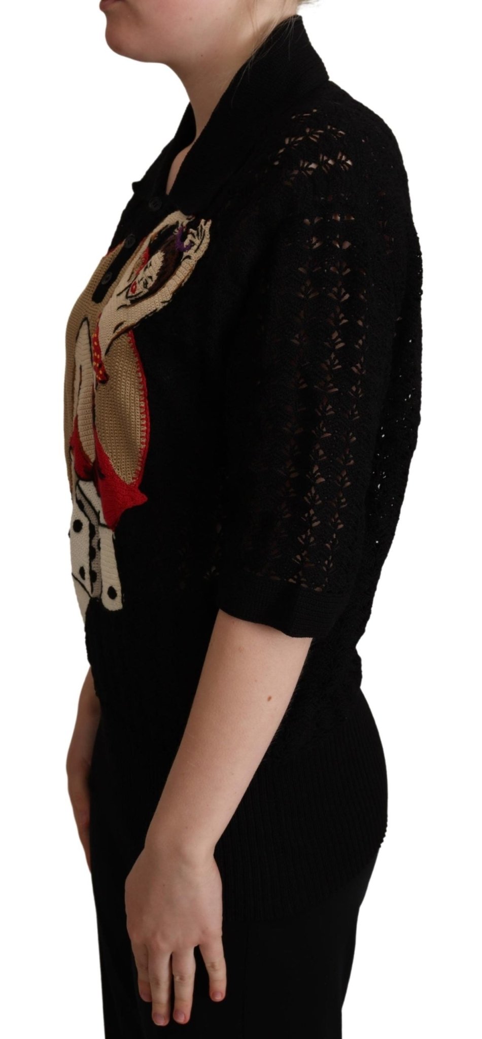 Black Embroidered Knitted Cotton Sweater - coffeewithmee2Dolce & GabbanaP5264S