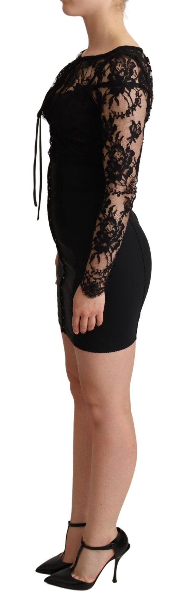 Black Fitted Lace Top Bodycon Mini Dress - coffeewithmee2Dolce & GabbanaP4963S