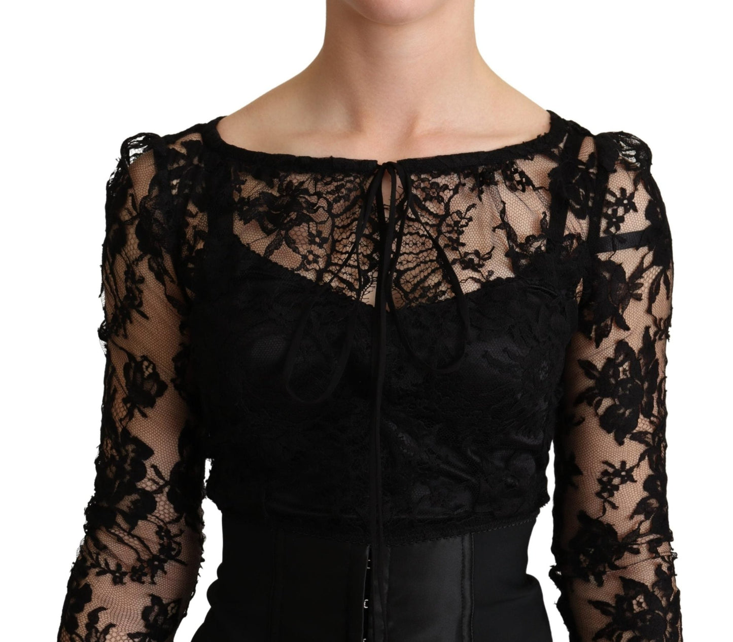 Black Fitted Lace Top Bodycon Mini Dress - coffeewithmee2Dolce & GabbanaP4963S