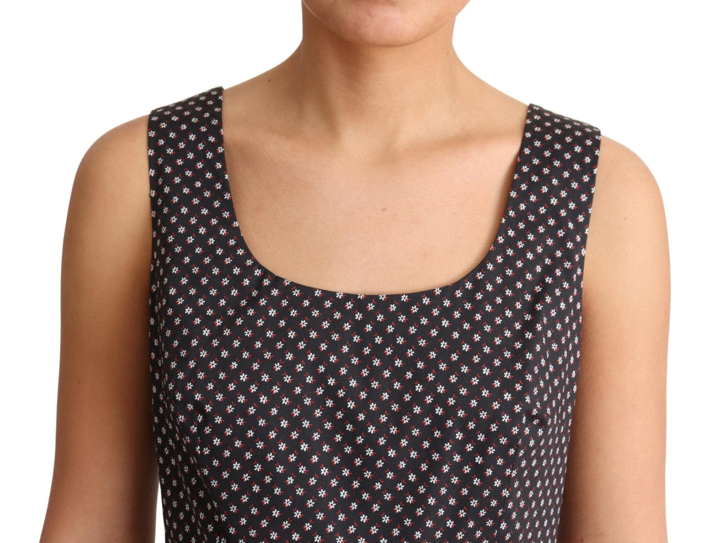 Black Floral Cotton A-Line Stretch Dress - coffeewithmee2Dolce & GabbanaP4195S