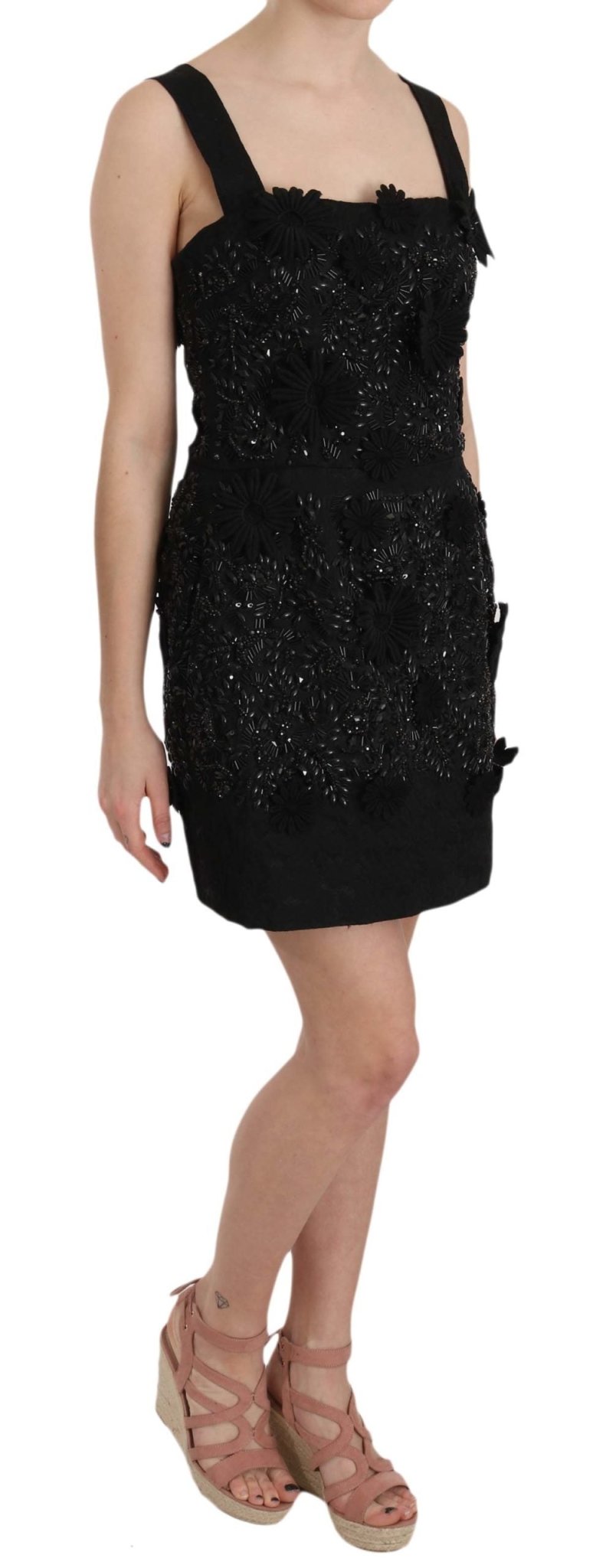 Black Floral Crystal Brocade Shift Dress - coffeewithmee2Dolce & GabbanaP2399S
