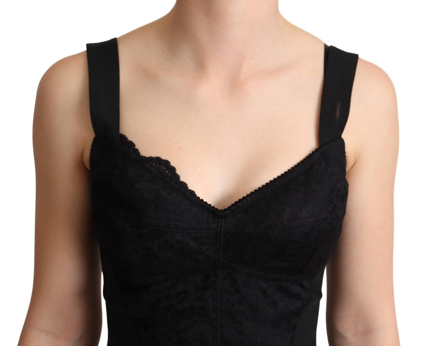 Black Floral Lace Bodysuit Hot Pants Dress - coffeewithmee2Dolce & GabbanaP4980S