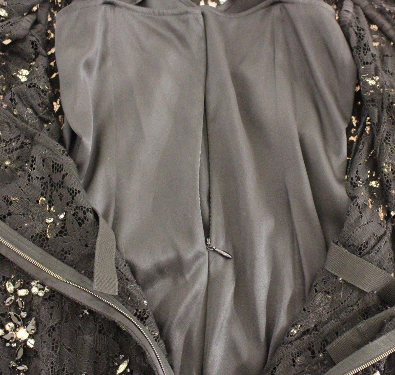 Black floral lace crystal embedded dress - coffeewithmee2Dolce & GabbanaP0635S