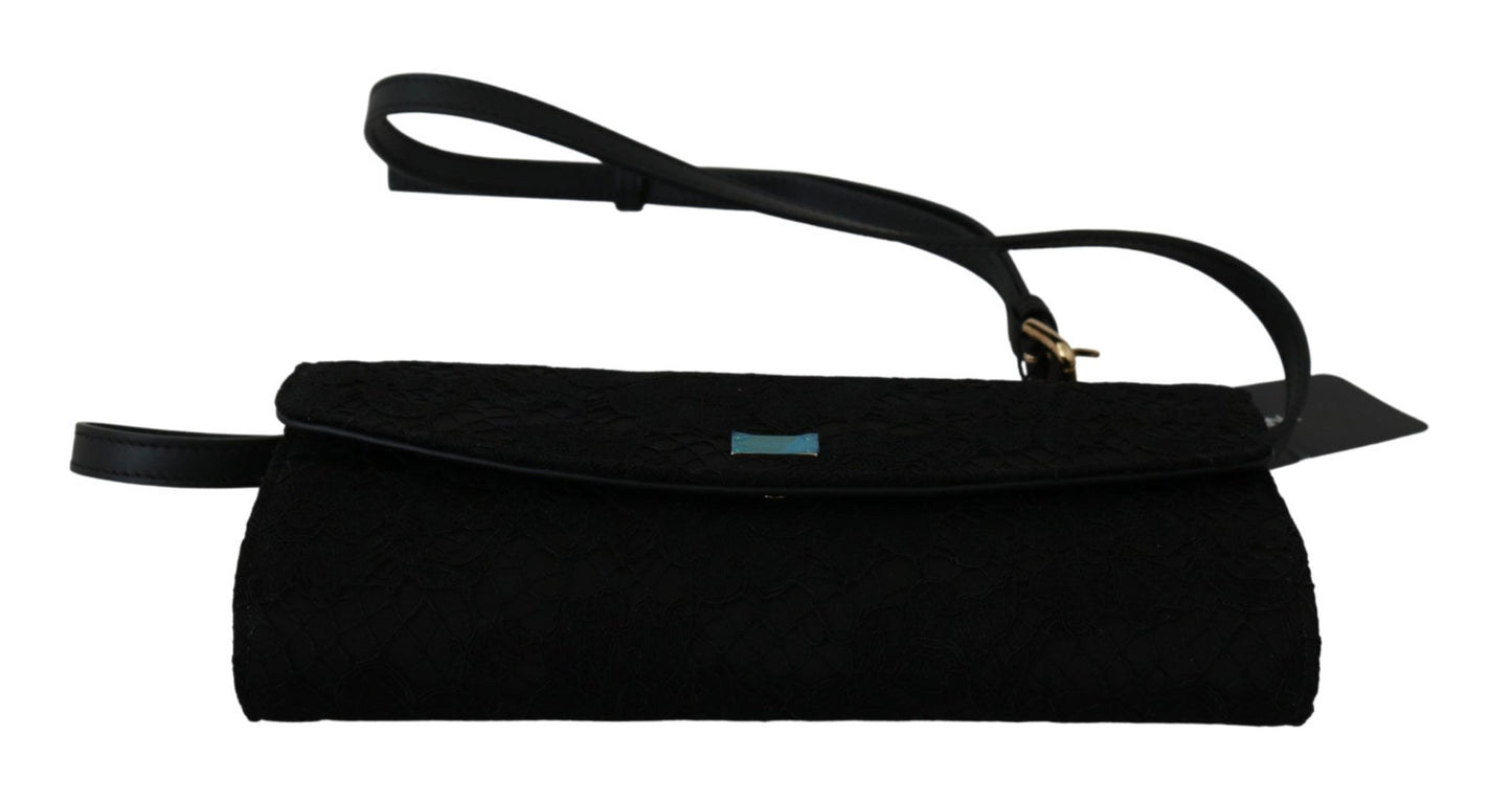 Black Floral Lace Evening Long Clutch Borse Cotton Bag - coffeewithmee2Dolce & GabbanaP0093S