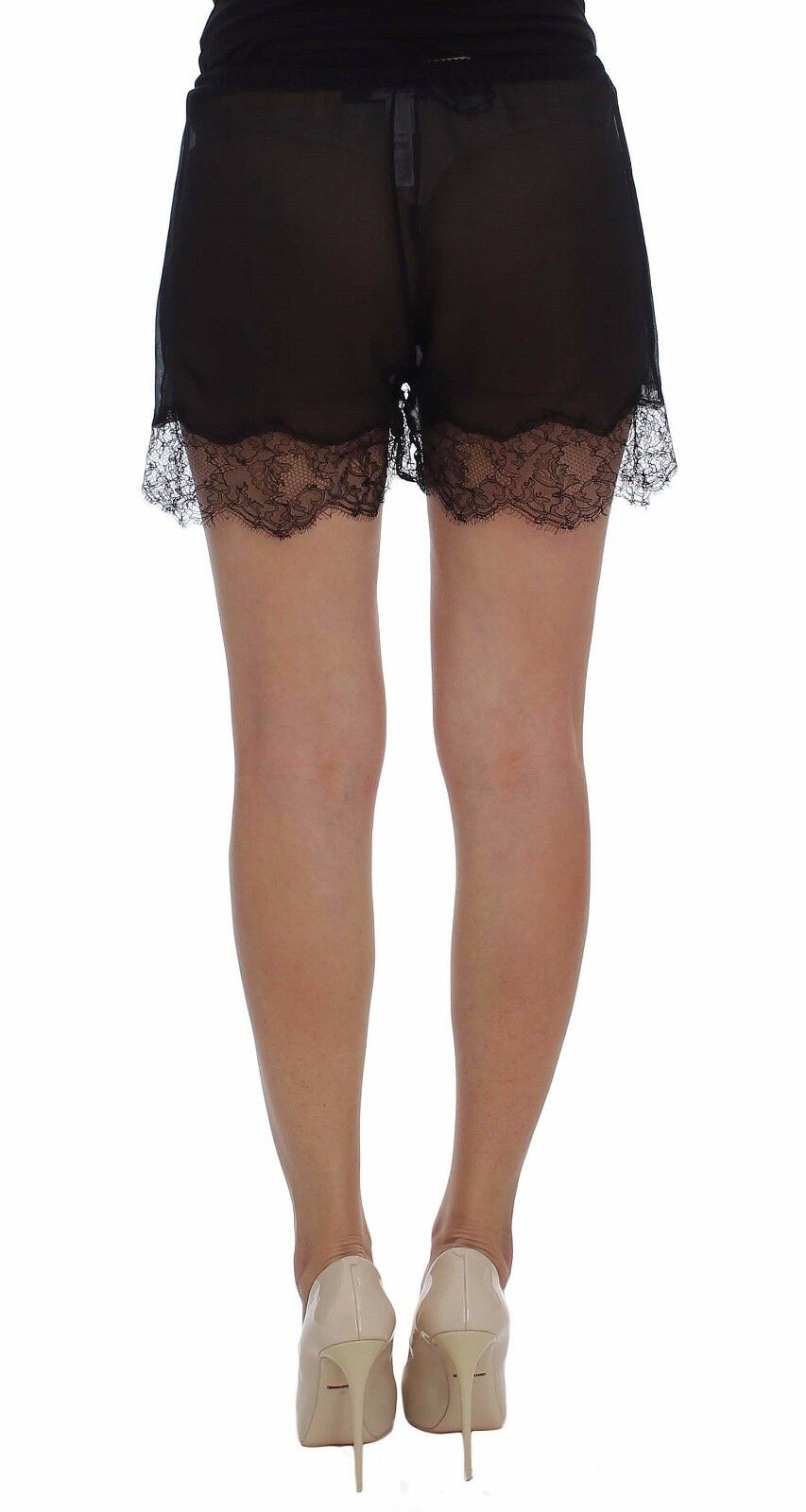 Black Floral Lace Silk Sleepwear Shorts - coffeewithmee2Dolce & GabbanaP5735S