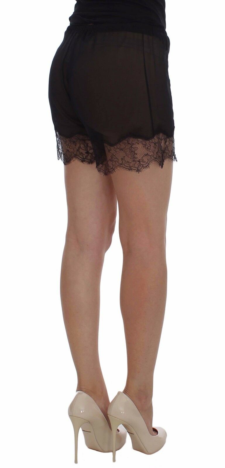 Black Floral Lace Silk Sleepwear Shorts - coffeewithmee2Dolce & GabbanaP5735S