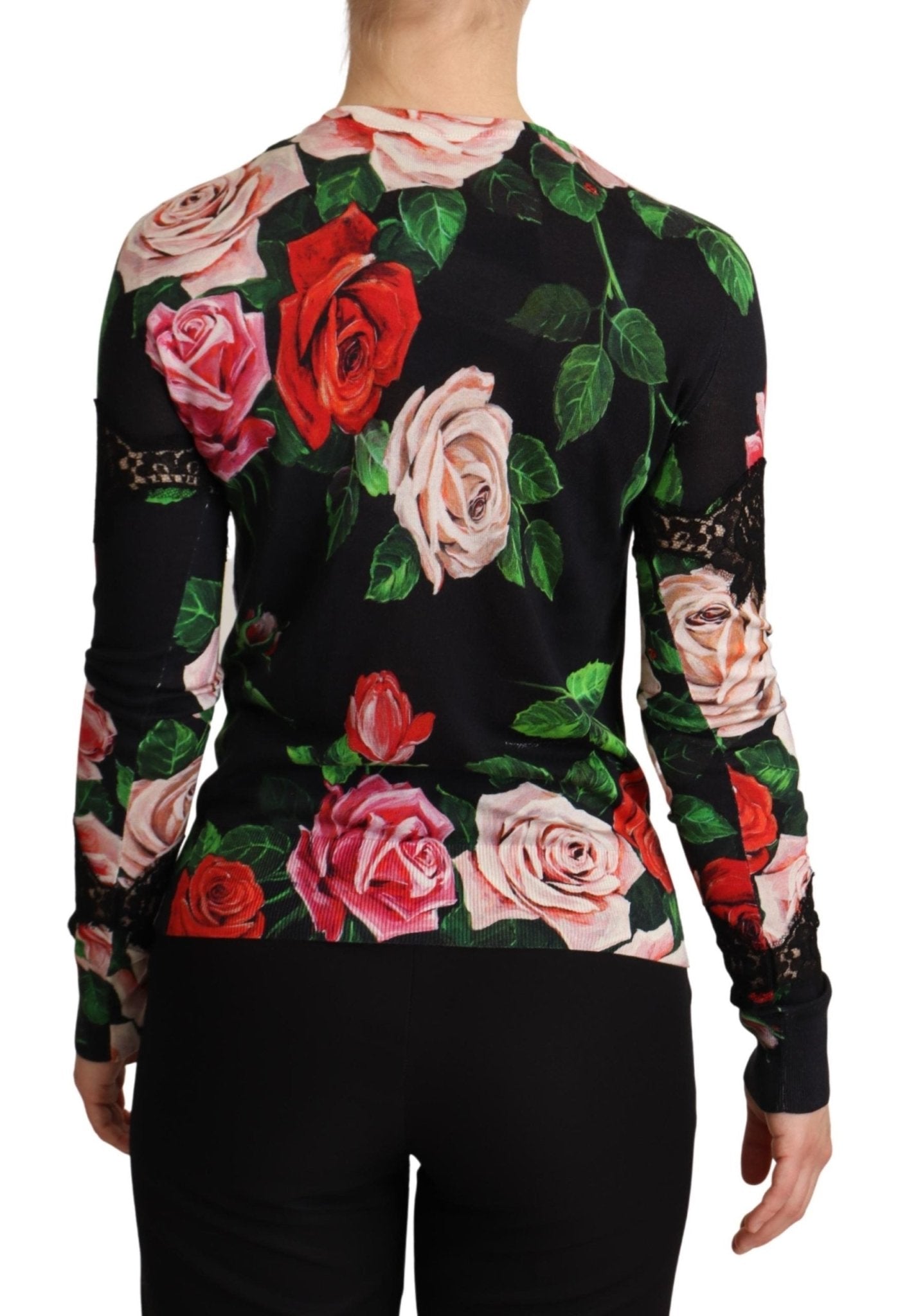 Black Floral Print Silk Blend Cardigan Sweater - coffeewithmee2Dolce & GabbanaP5251S