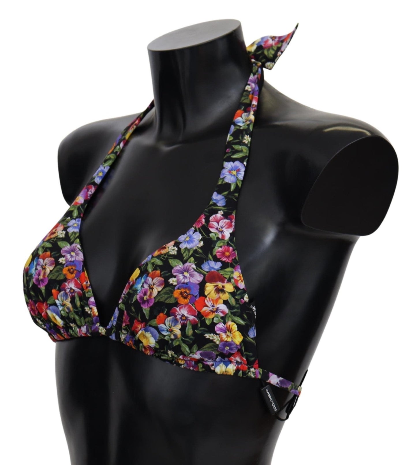 Black Floral Print Swimsuit Beachwear Bikini Tops - coffeewithmee2Dolce & GabbanaP4120S