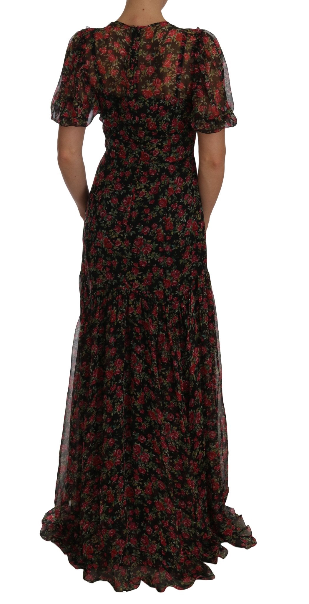 Black Floral Roses A-Line Shift Gown - coffeewithmee2Dolce & GabbanaP5780S