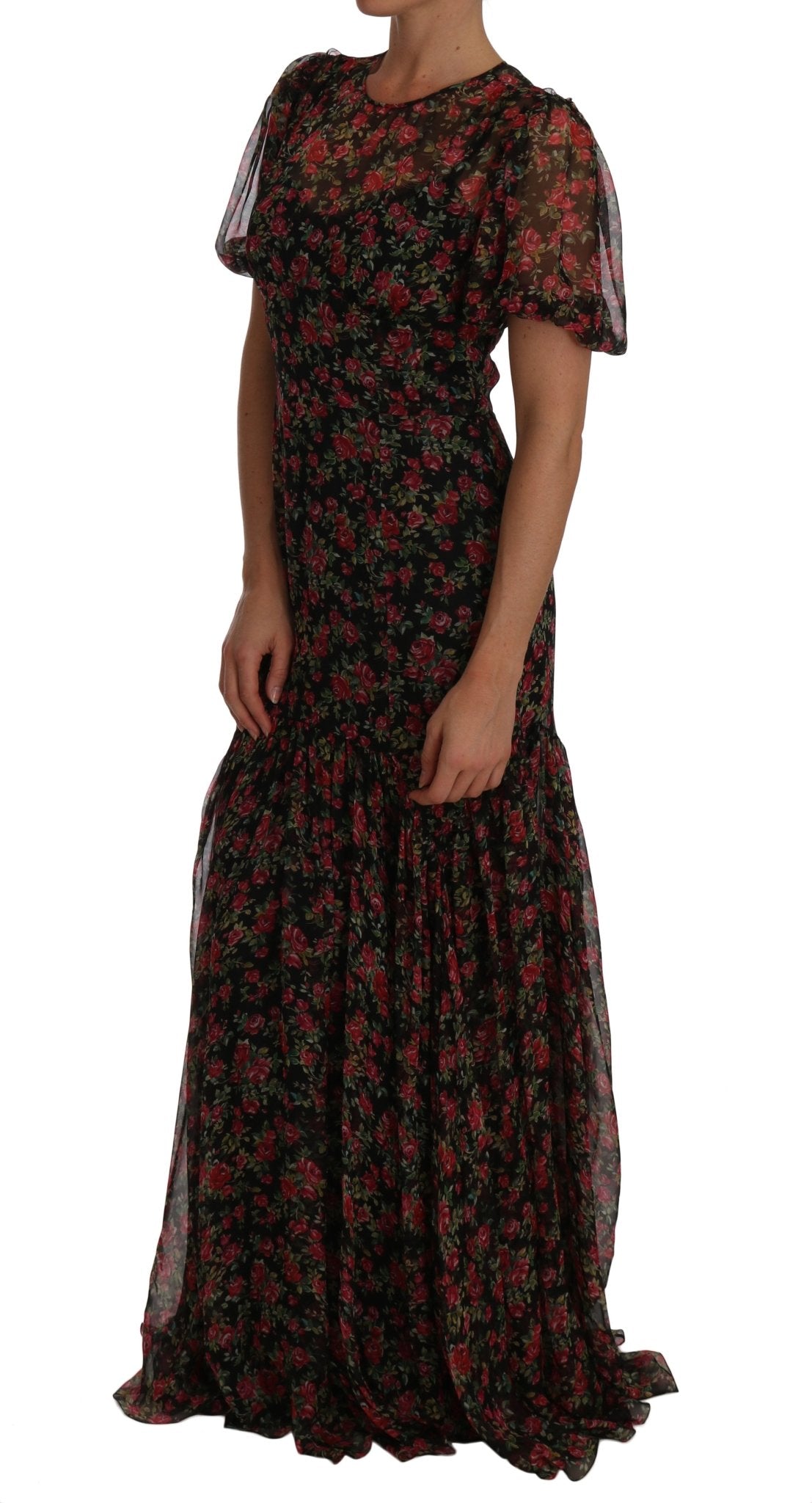 Black Floral Roses A-Line Shift Gown - coffeewithmee2Dolce & GabbanaP5780S