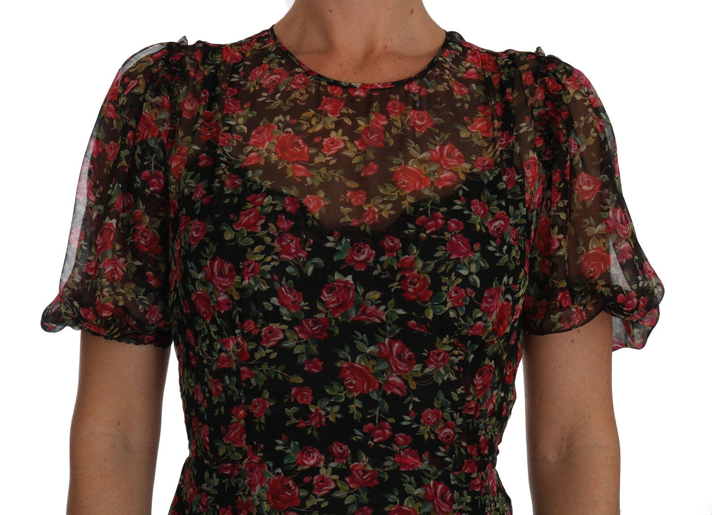 Black Floral Roses A-Line Shift Gown - coffeewithmee2Dolce & GabbanaP5780S