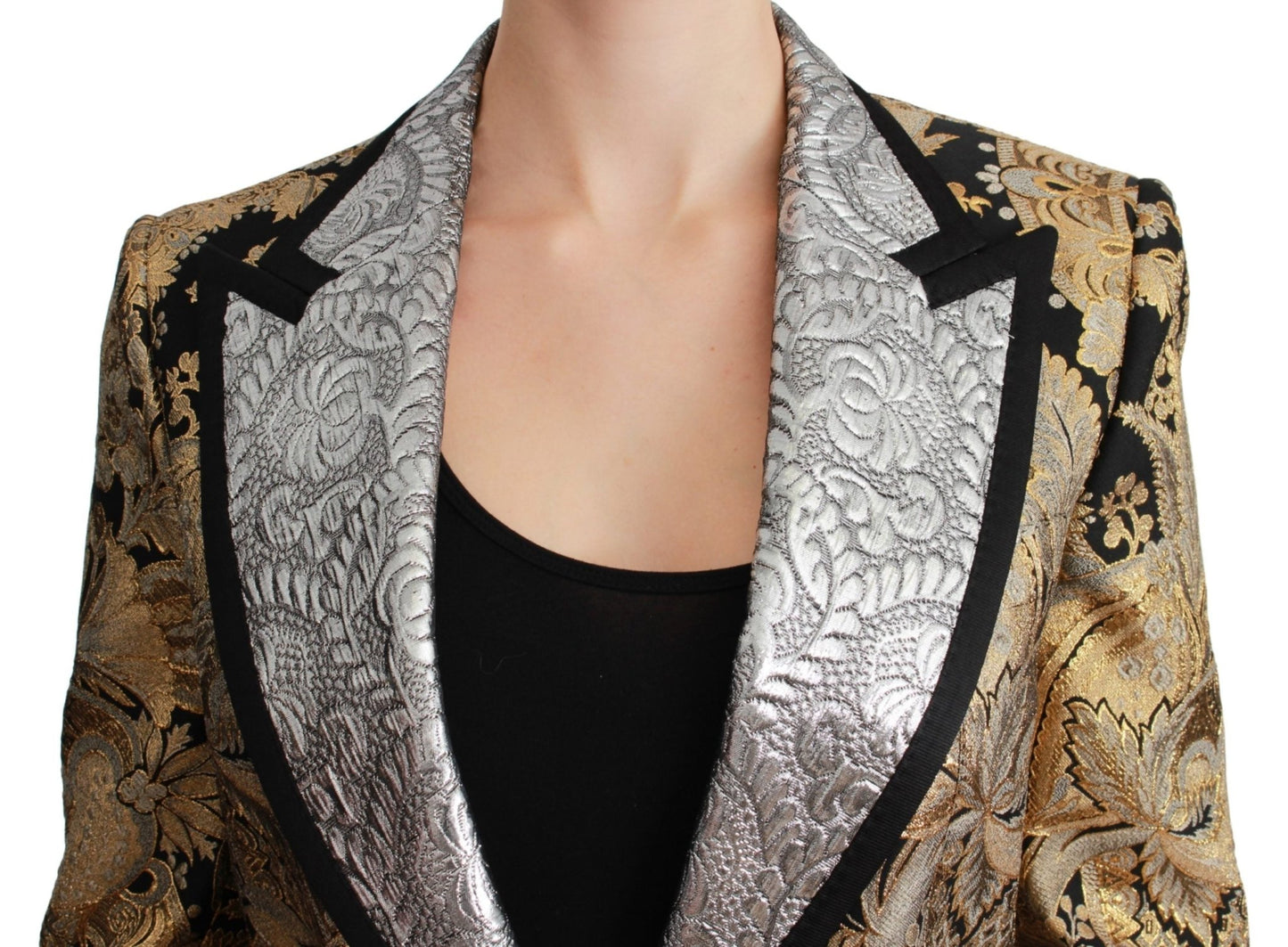 Black Gold Jacquard Blazer Jacket - coffeewithmee2Dolce & GabbanaP5670S