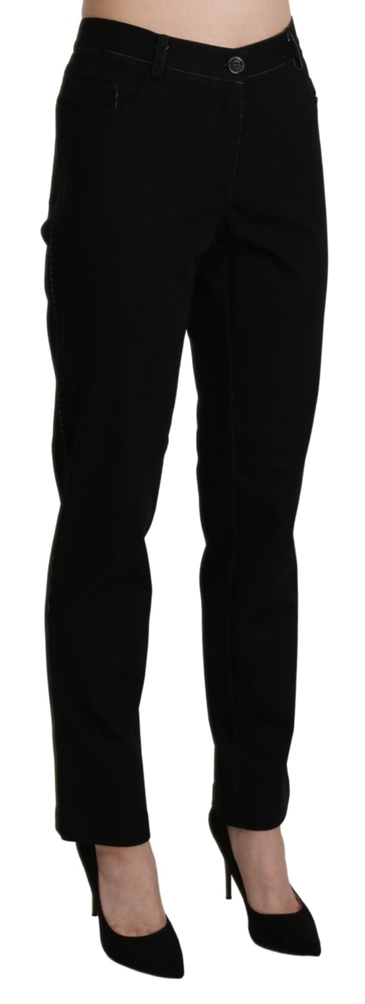 Black High Waist Straight Casual Trouser Pant - coffeewithmee2BENCIVENGAP3405S
