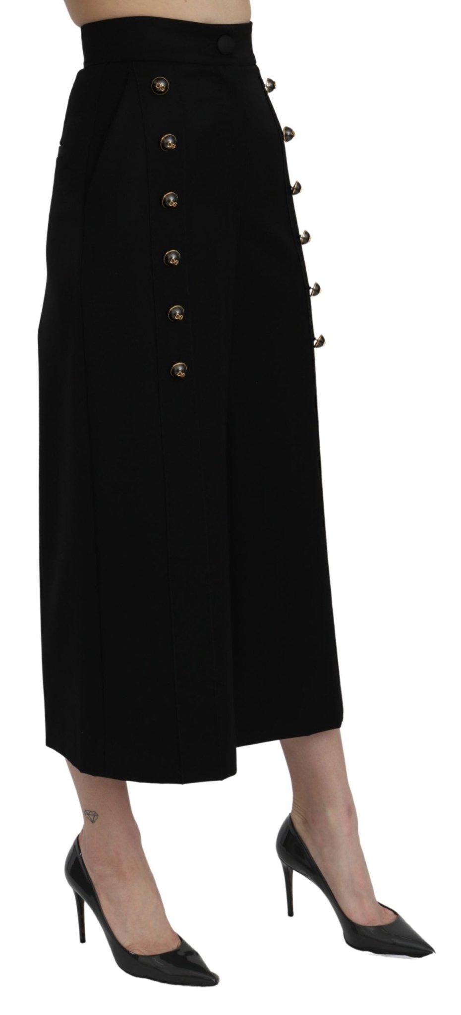 Black High Waist Wide Leg Cropped Pants - coffeewithmee2Dolce & GabbanaP5652S