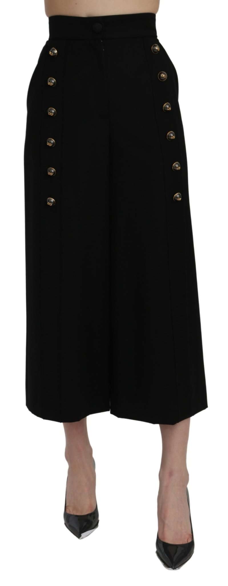 Black High Waist Wide Leg Cropped Pants - coffeewithmee2Dolce & GabbanaP5652S