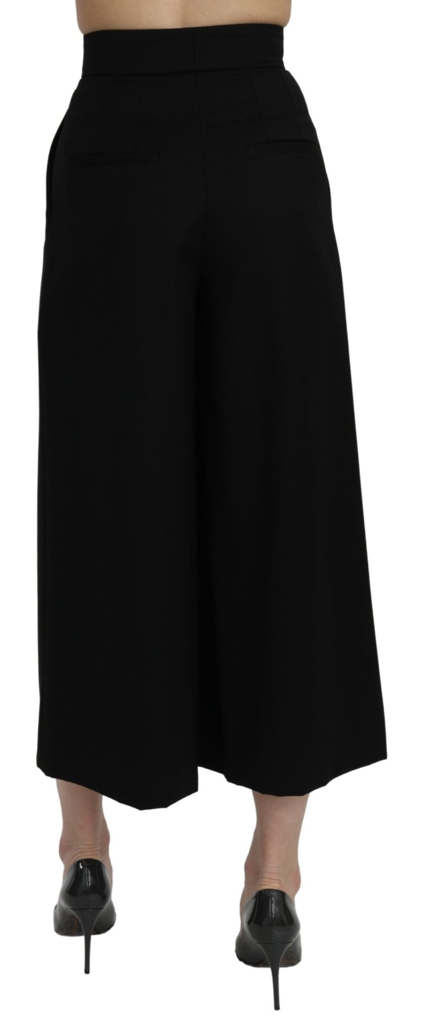 Black High Waist Wide Leg Cropped Pants - coffeewithmee2Dolce & GabbanaP5652S