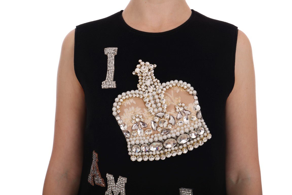 Black I AM A PRINCESS Crystal Shift Dress - coffeewithmee2Dolce & GabbanaP5721S