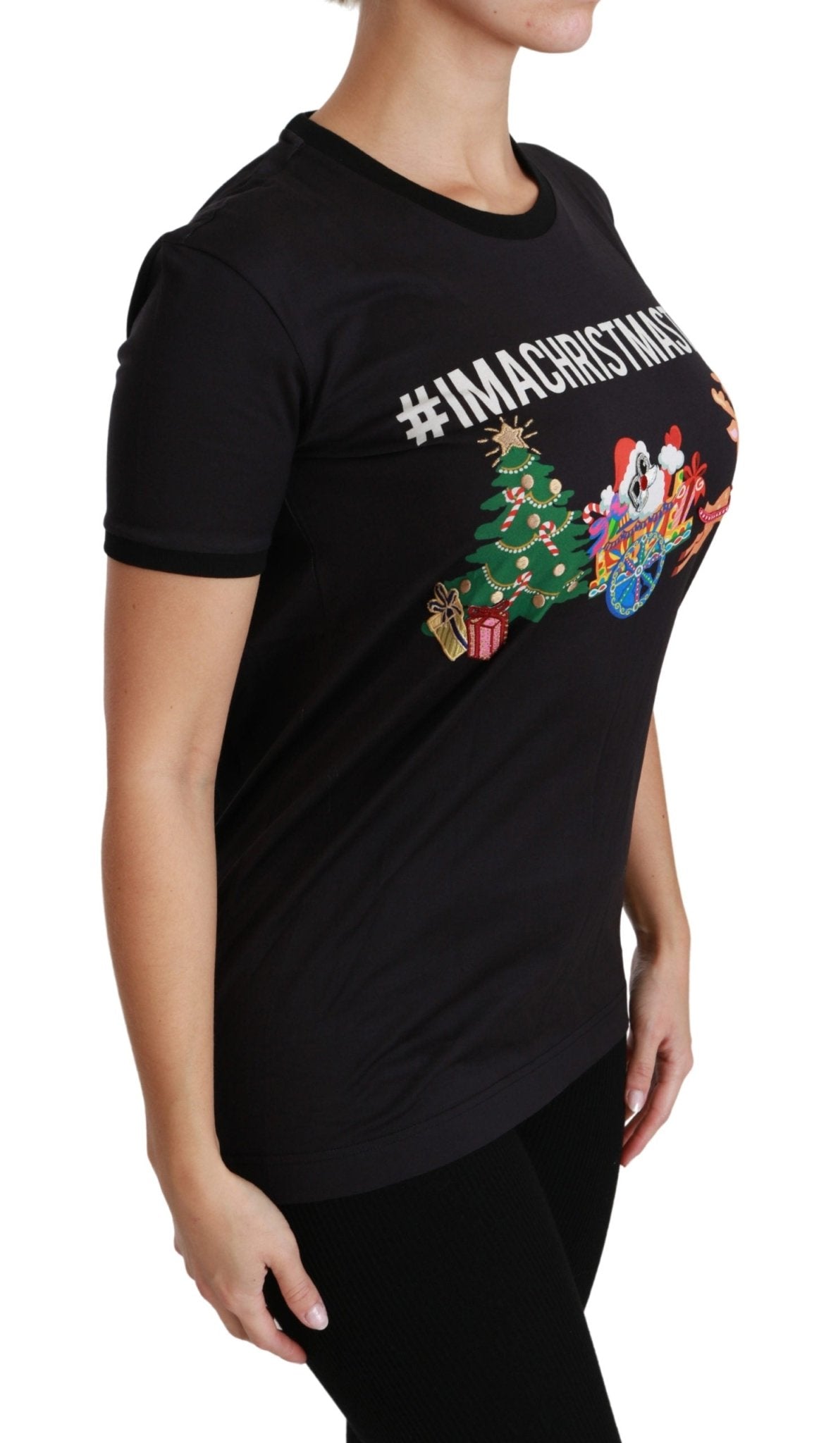 Black #ImAChristmasTree Crewneck Top T-shirt - coffeewithmee2Dolce & GabbanaP2807S