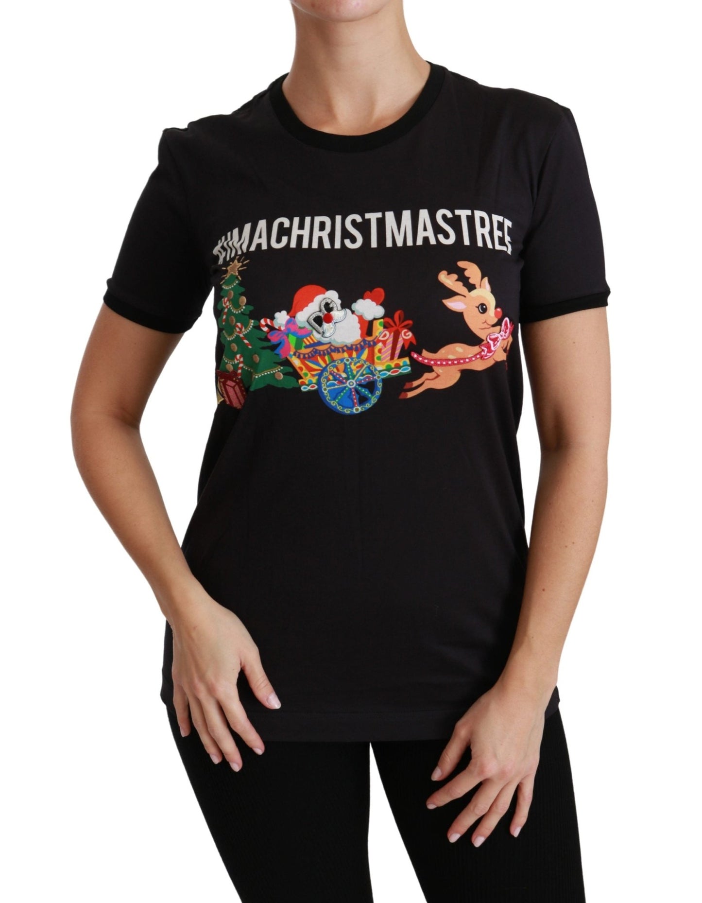 Black #ImAChristmasTree Crewneck Top T-shirt - coffeewithmee2Dolce & GabbanaP2807S