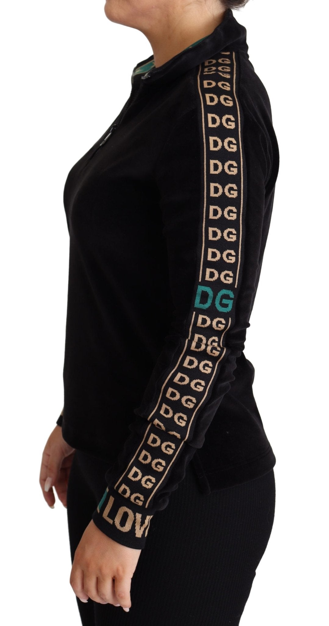 Black Jacquard DG Logo Velvet Sweatshirt Jacket - coffeewithmee2Dolce & GabbanaP3849S