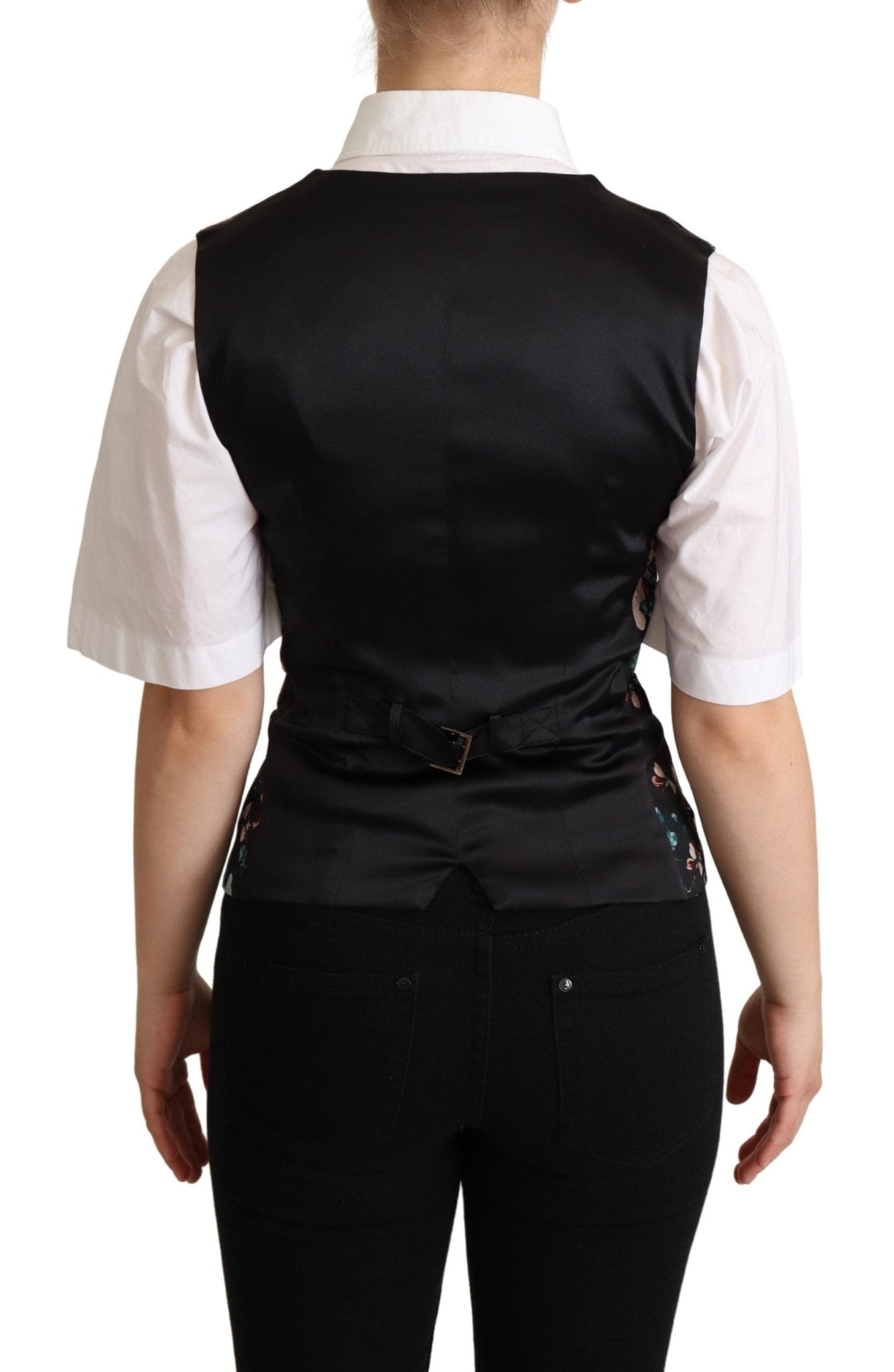 Black Jacquard Floral Waistcoat Vest - coffeewithmee2Dolce & GabbanaP5282S