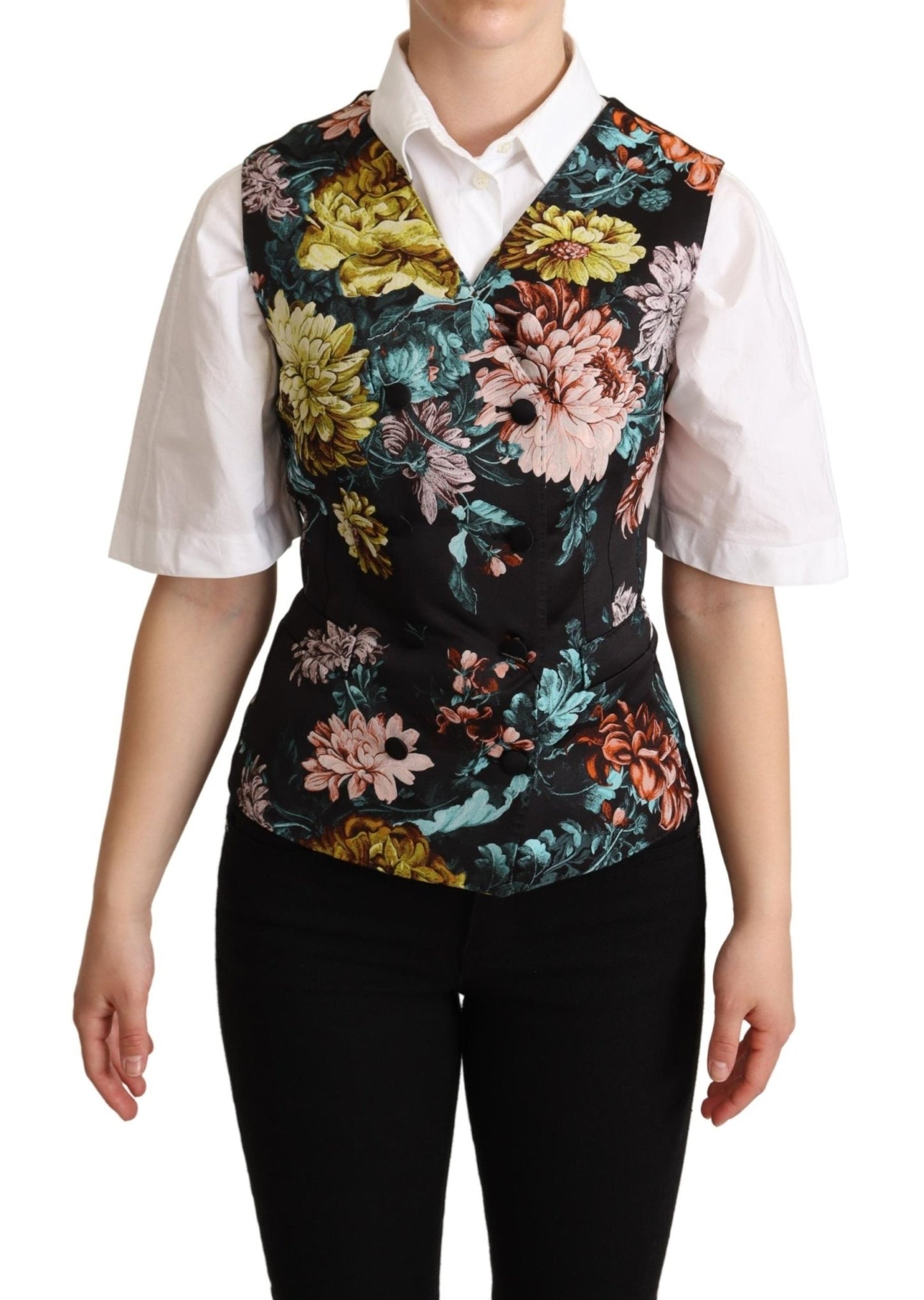 Black Jacquard Floral Waistcoat Vest - coffeewithmee2Dolce & GabbanaP5282S