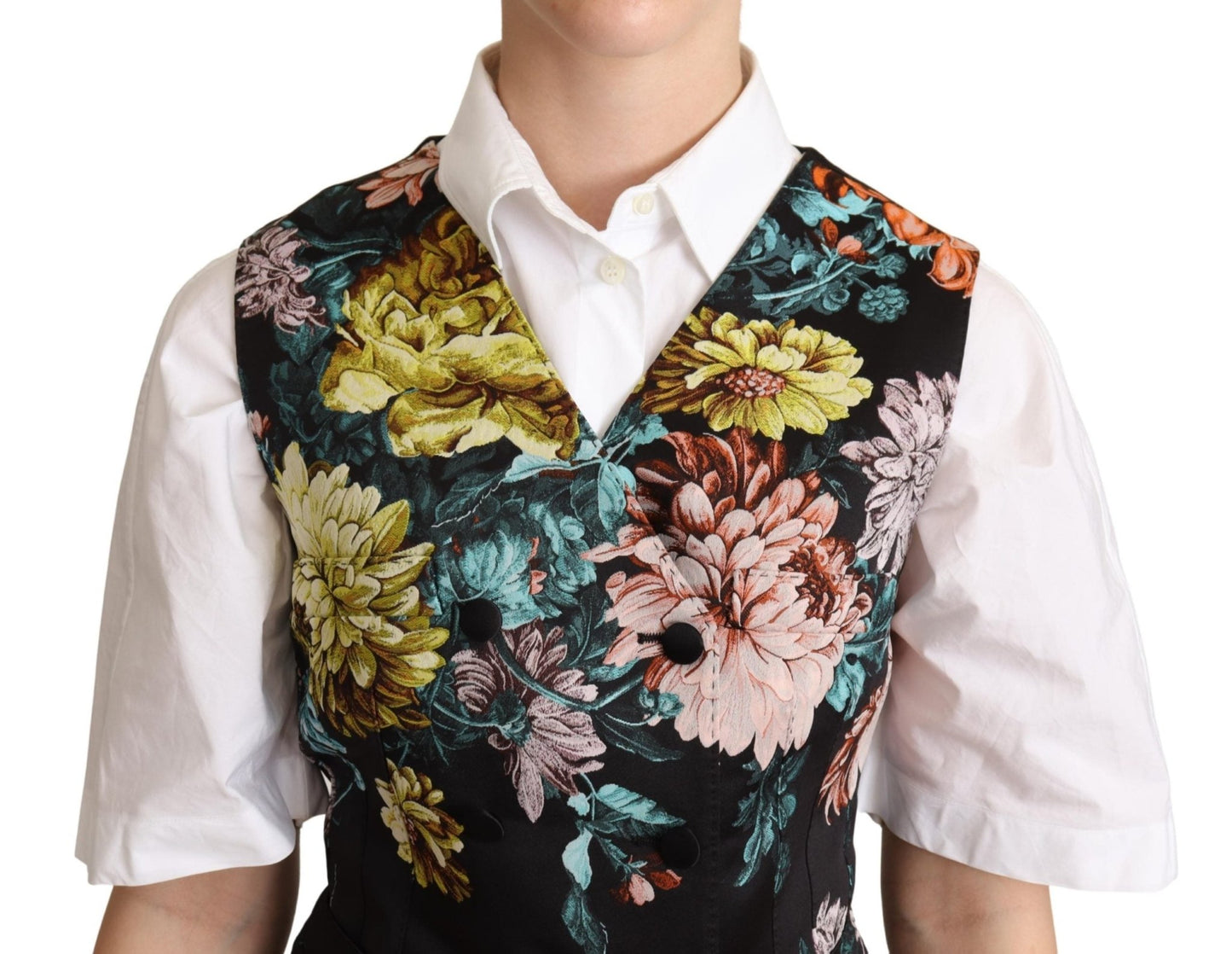 Black Jacquard Floral Waistcoat Vest - coffeewithmee2Dolce & GabbanaP5282S