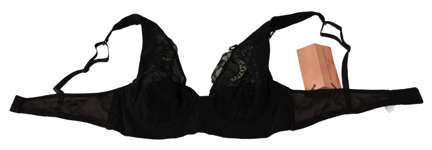 Black Lace Balconcino Bra Silk Underwear - coffeewithmee2Ermanno ScervinoP3205S