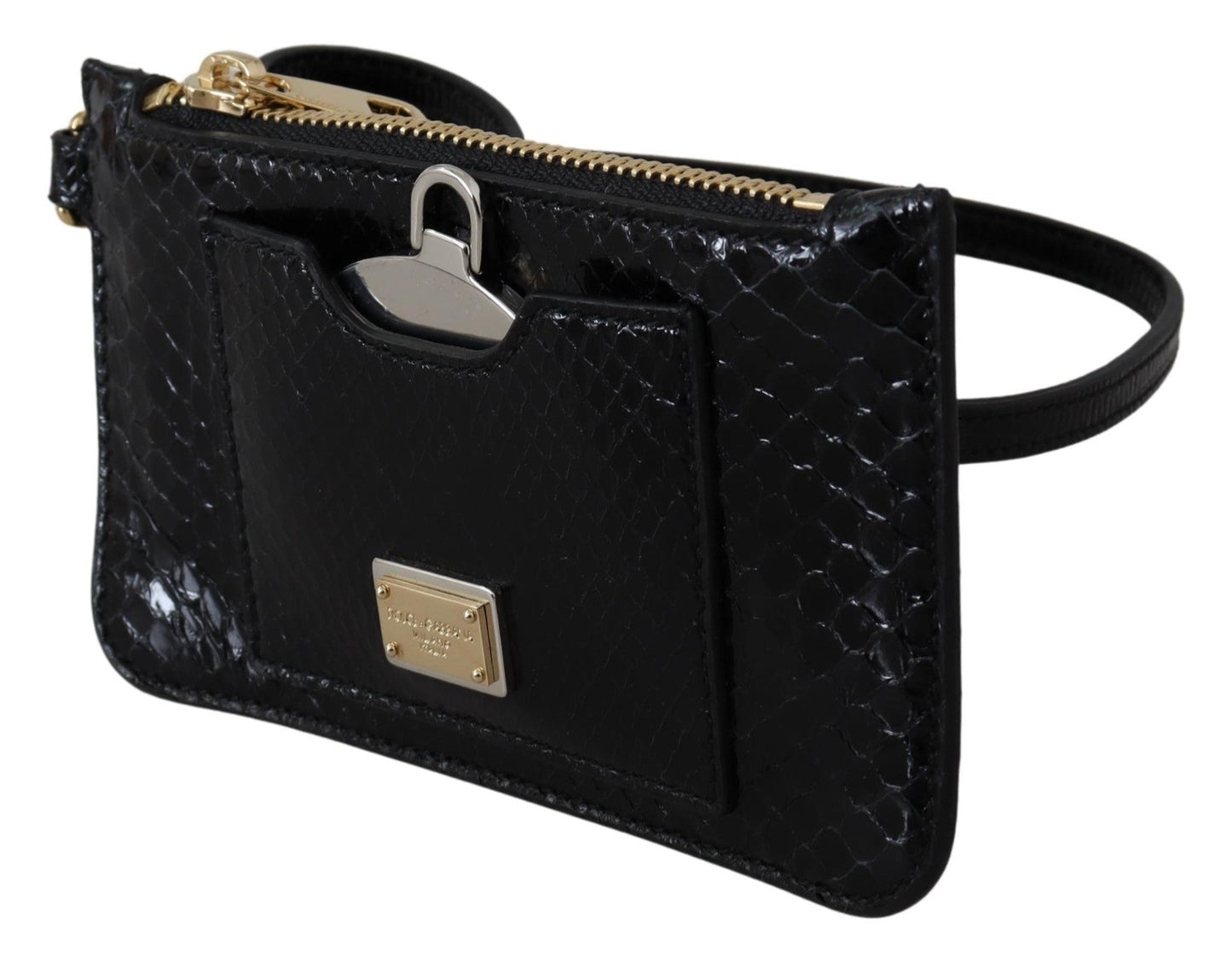 Black Leather Coin Purse Wristlet Mirror Agnese Wallet - coffeewithmee2Dolce & GabbanaP0313S