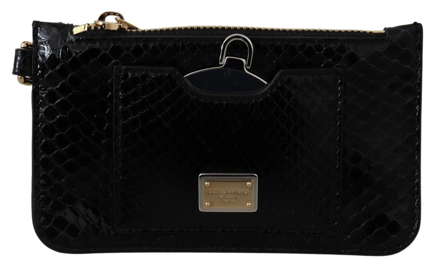 Black Leather Coin Purse Wristlet Mirror Agnese Wallet - coffeewithmee2Dolce & GabbanaP0313S